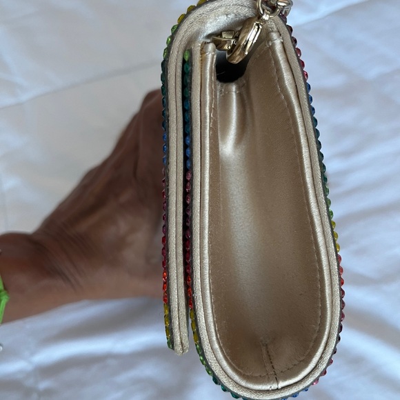 Judith Leiber Crystal Crossbody Clutch Multi Color Rainbow Fizzy - Picture 8 of 8
